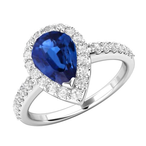 The total diamond weight of this ring is 0.50ct. A stunning Pear Shaped Sapphire and diamond cluster ring ...