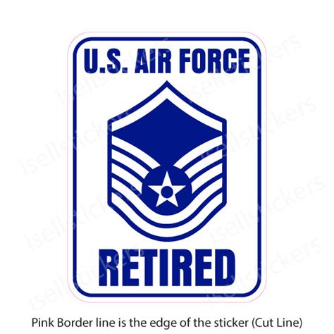 Air Force Retired Master Sergeant Insignia Rank E7 Bumper Sticker
