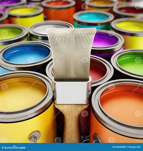 Paintbrush And Paint Cans Stock Illustration Illustration Of View