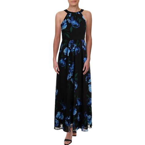 Inc Womens Black Chiffon Sleeveless Floral Print Maxi Dress Petites 2p