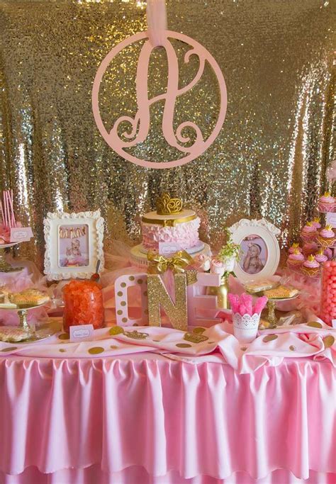 Amazing Dessert Table At A Pink And Gold Birthday Party See More Party