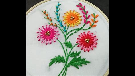 Hand Embroidery Double Colour Lazy Daisy Flower Flower Embroidery