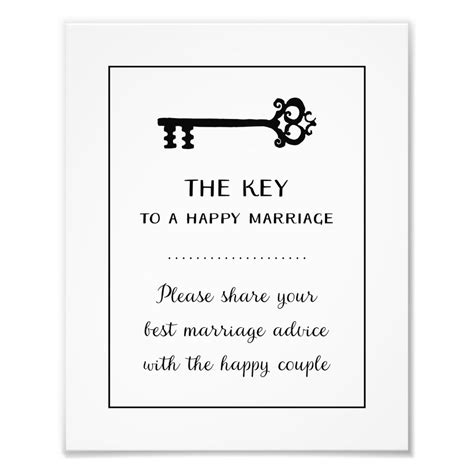 Key To Happy Marriage Wedding Sign Photo Print Zazzle Happy