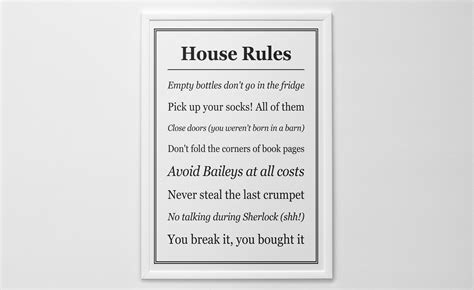 Personalised House Rules Print Poster Or Canvas Posterhaste