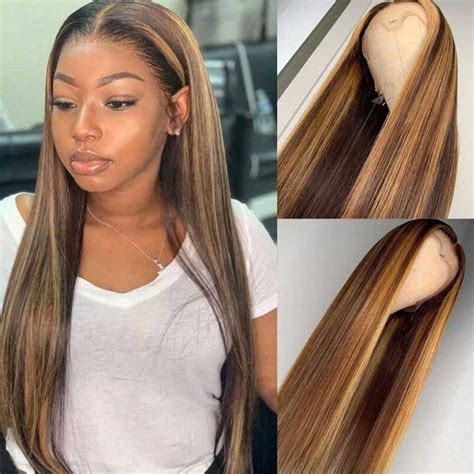 Honey Blonde Highlight Wig Color 427 Straight 13x4 Lace Frontal Wig
