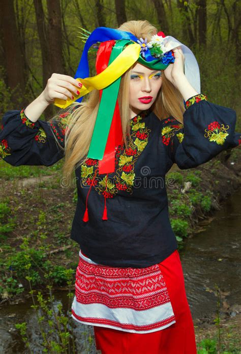 Beautiful Girl In Ukrainian National Dress Posing Stock Image Image