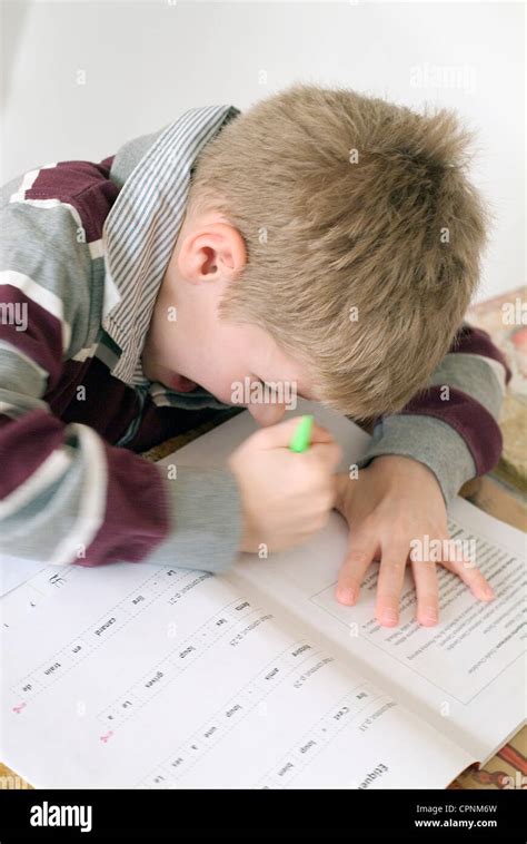 Child Doing Homework Stock Photo Alamy