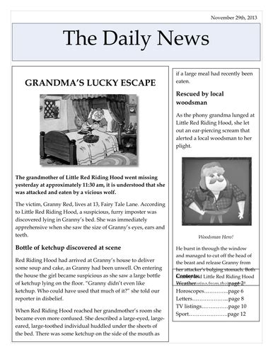 Example Of A Newspaper Report Ks2 The Newspaper Reports Teaching Pack