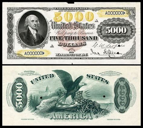 5000 Legal Tender Note Proof Series 1878 Fr188 Depicting James