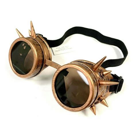 bronze spike goggles vintage steampunk cyber retro black spike etsy