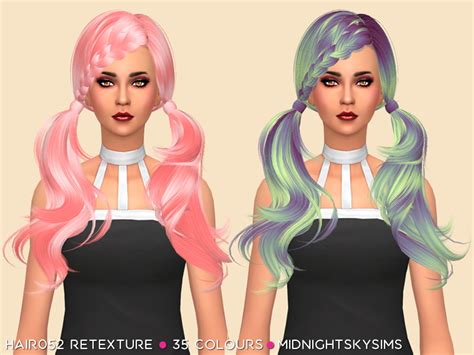 Simsworkshop Hair 052 Unnatural Colors Hair Retextured By
