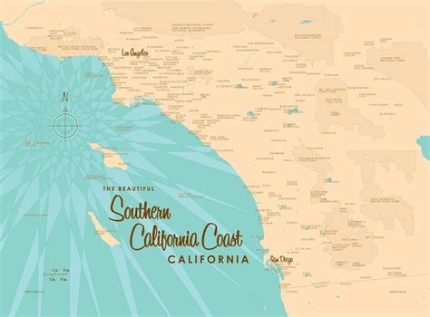 Southern California Coast Map Canvas Print