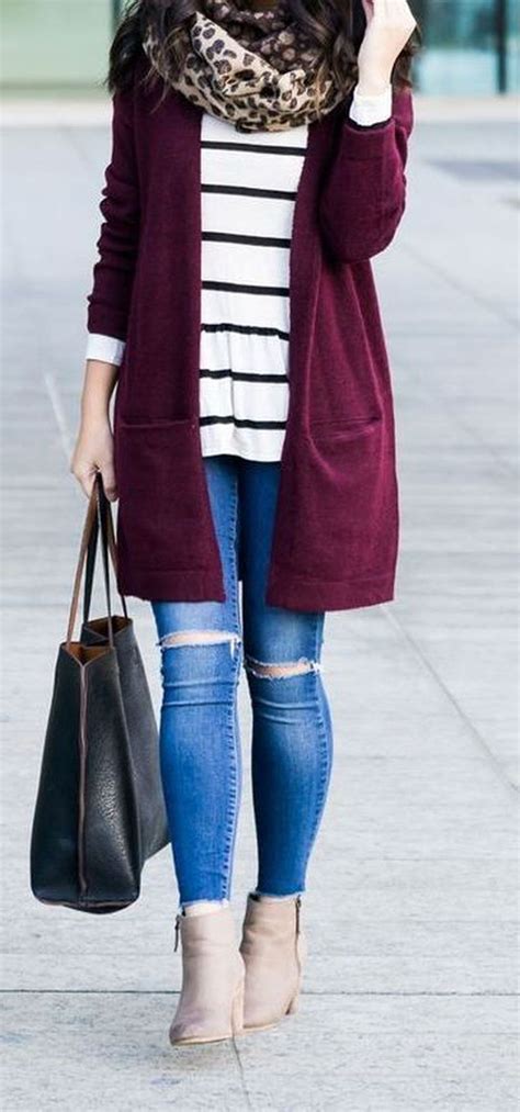 40 stunning fall outfit ideas with cardigans for women cardigan outfits burgundy cardigan