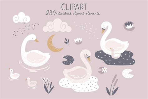 Little Swan Clipart And Patterns By Dottyink