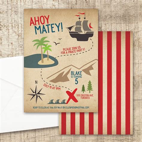 Pirate Birthday Invitation Printable File Personalized Etsy Canada