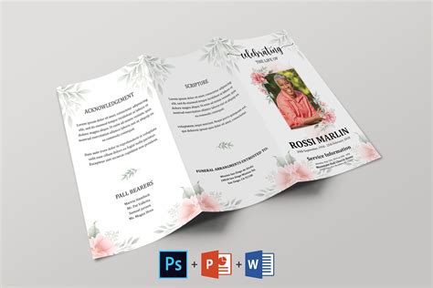 Trifold Funeral Program Template Funeral Program Template Word And