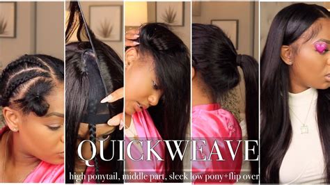 Versatile Quick Weave High Ponytail Middle Part Sleek Ponytail Ft