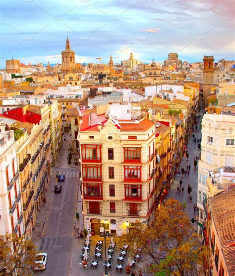 Famous Valencia Old Town Spain High Quality Architecture Stock