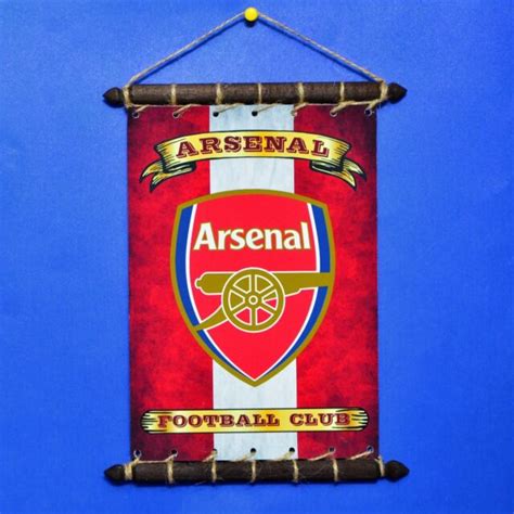Fc Arsenal Grunge Flag And Crest Set 5in1 Banner Sticker Pennant