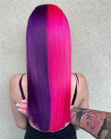 40 Crazy Hair Colour Ideas To Try In 2022 Half Purple And Half Dark