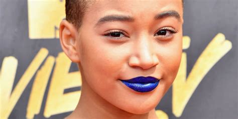 Amandla Stenbergs Blue Lipstick At The Mtv Movie And Tv Awards Is