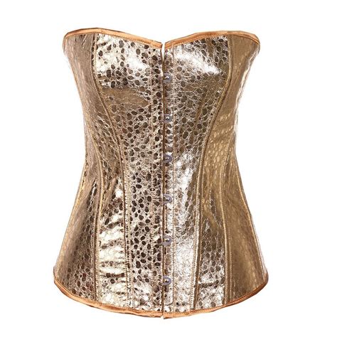 faux leather overbust corset gold showgirl clubwear burlesque zipper