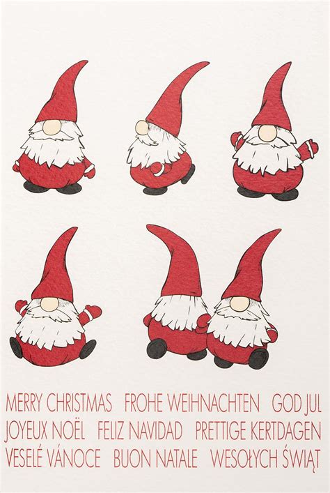 Witzige Weihnachtskarte mit Nikolaus Wichteln und internationalen Grüßen Weihnachten