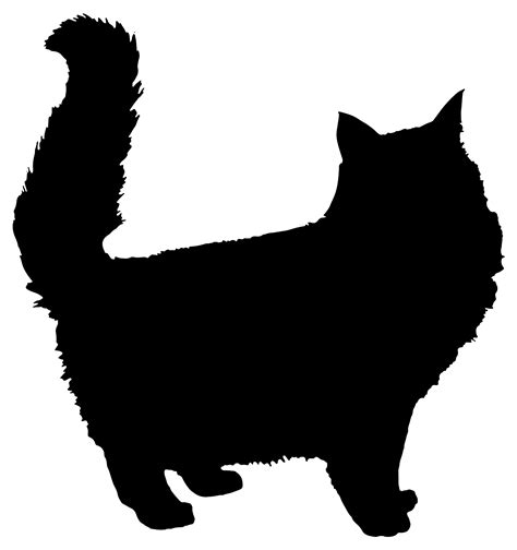 Fluffy Cat Silhouette Public Domain Vectors