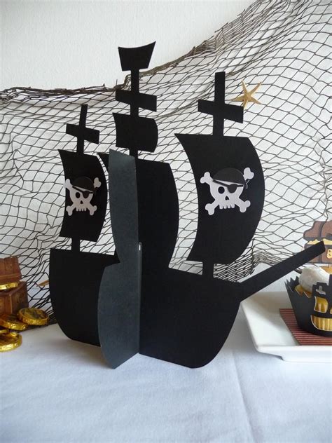 Other pirate decor ideas to consider. Pirate Ship Centerpiece 3D - Skull Crossbones - Pirate ...