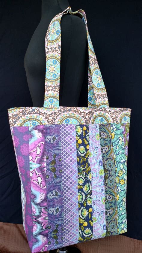 Tote Bag Funky Purple Teal Quilted Tula Pink Etsy