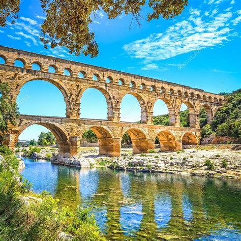 Roman Aqueduct Pont Du Gard Unesco Sitelanguedoc France Stock Photo