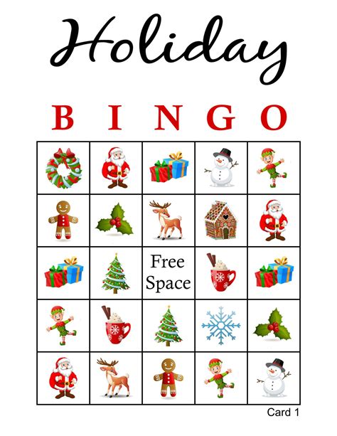 Printable Holiday Bingo Cards