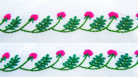 Hand Embroidery Border Line Design Lazy Daisyflower Stitch Com