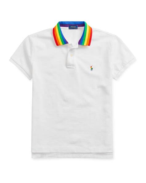 polo ralph lauren pride rainbow gender neutral fit polo shirt in white for men lyst