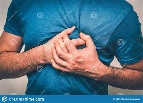 Man Having Chest Pain Heart Attack Retro Style Stock Photo Image