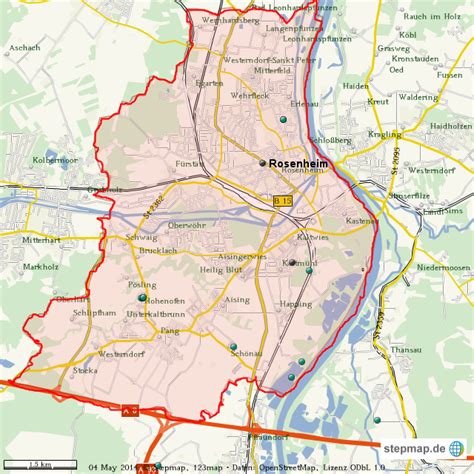 Bad mit fenster einbauküche parkmöglichkeit unterkellert wannenbad. StepMap - Stadt Rosenheim und Umgebung - Landkarte für Welt