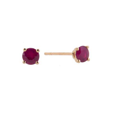 Round Ruby Stud Earrings In 18ct Gold Hancocks Jewellers
