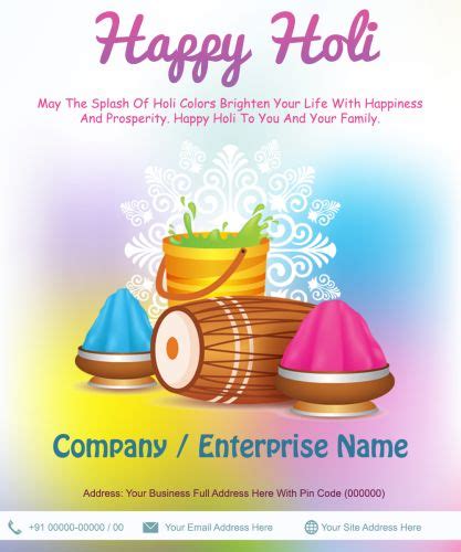 Business Happy Holi Wishes Greeting Card Editor Online Easily Download