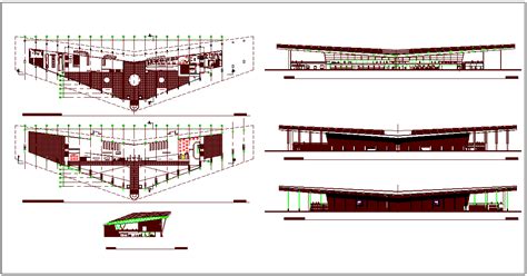 Airport Design View With Planelevation And Sectional View Dwg File