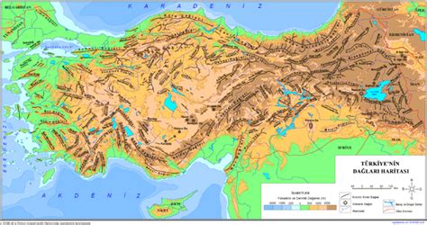 Türkiye Dağlar Haritası ve İsimleri Türkiye deki Dağların Yerleri