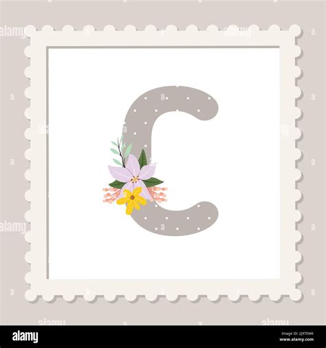 Letra C Con Flores Letra Mayúscula Del Alfabeto Floral Ilustración