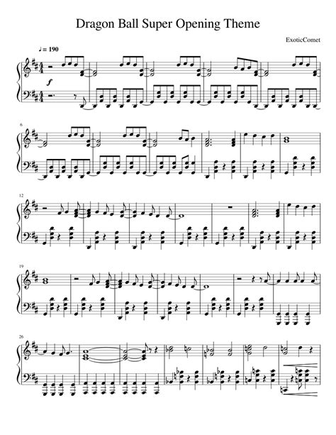 Tom & jerry theme song (dui). Dragon Ball Super Opening Theme 1 Sheet music for Piano ...