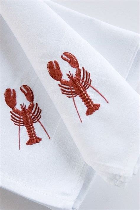 Maybe you would like to learn more about one of these? Cloth Embroidered Dinner Napkins Lobster Seafood Nautical ...