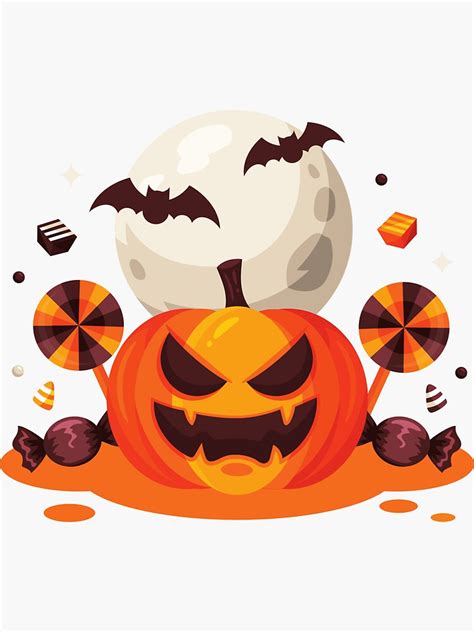 Happy Halloween A Apat In The Moon For Halloween 2020 Sticker By Younes19 Redbubble