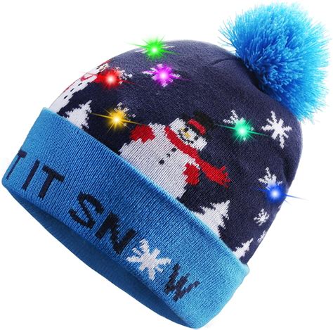 Light Up Christmas Hat For Children And Adults Led Beanie Knit Hat 6