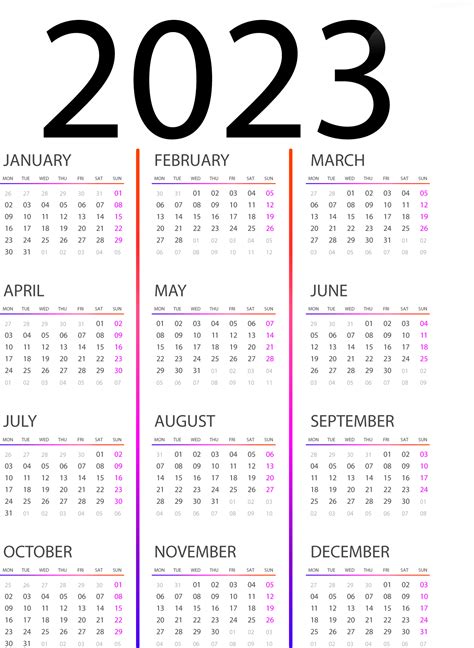 Calendar 2023 Vector Image Transparent Background Transparent