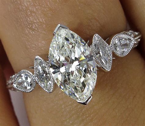 Gia 154ct Vintage Marquise Cut Diamond Engagement Wedding Anniversary