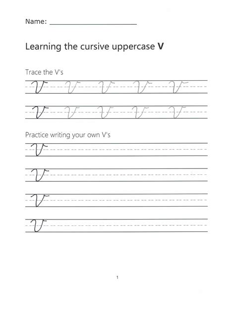 Cursive V How To Write A Capital V In Cursive