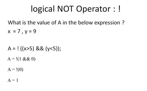 Logical Operators In C With Example Andandand Or Not