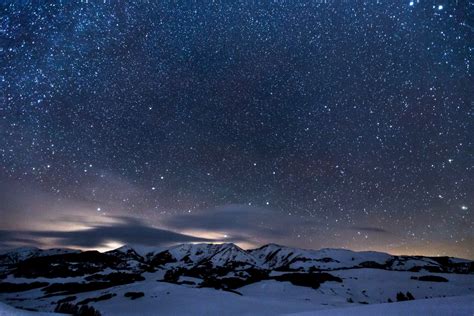 Free Images Mountain Snow Winter Star Atmosphere Galaxy Night
